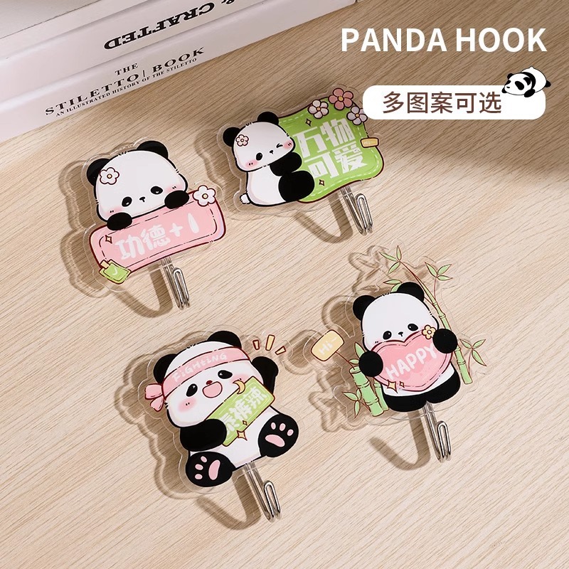 Cute Panda Hook for Living Room and Bedroom Sticking Wall Seamless Wall-mounted Household Punch-free Strong Load-bearing Sticky Hook