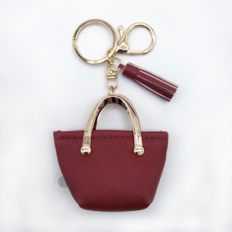 Llavero para mujer, bolso, colgante, joyería, mini monedero de almacenamiento de cuero lindo europeo y americano