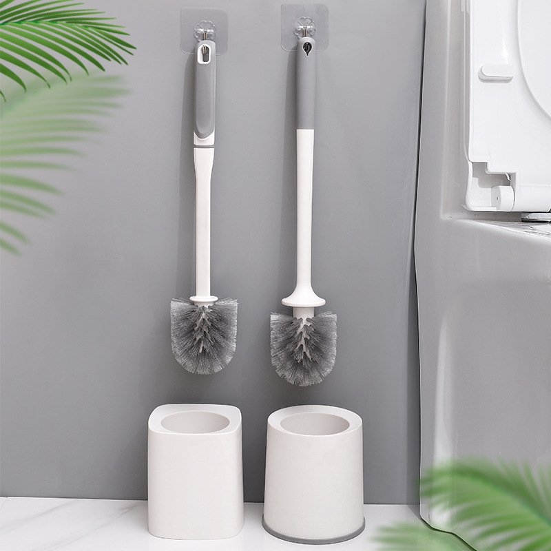 cepillo de inodoro doméstico sin esquina muerta tipo pared de baño sin perforación cepillo de inodoro de mango largo conjunto de cepillo de limpieza de pared
