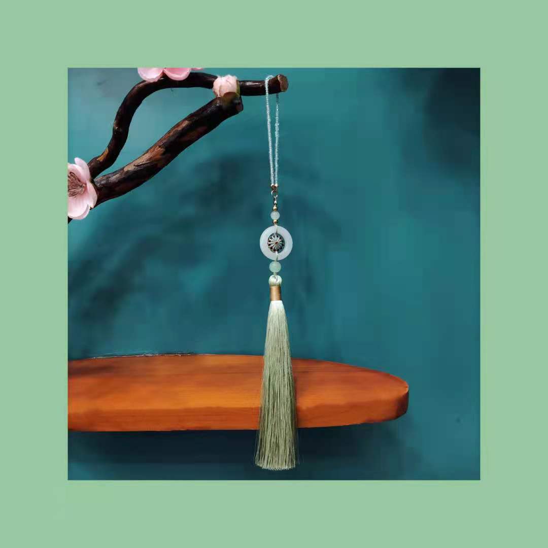 新品上新水晶繩流蘇中式小吊穗翡翠吊墜車掛繩子和服髮飾復古吊穗