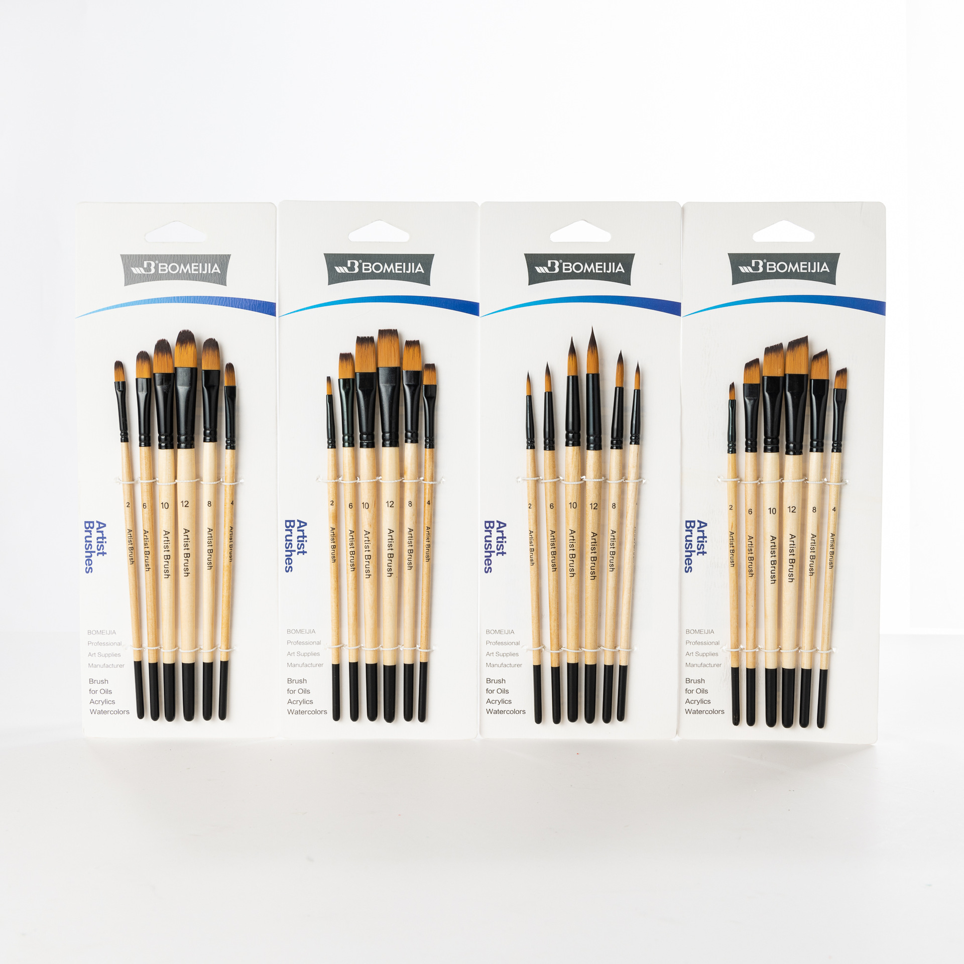 6 pinceles de palo de madera de nylon pinceles de agua de cabello artística DIY pinceles de acuarela acrílico pinceles de pintura a óleo