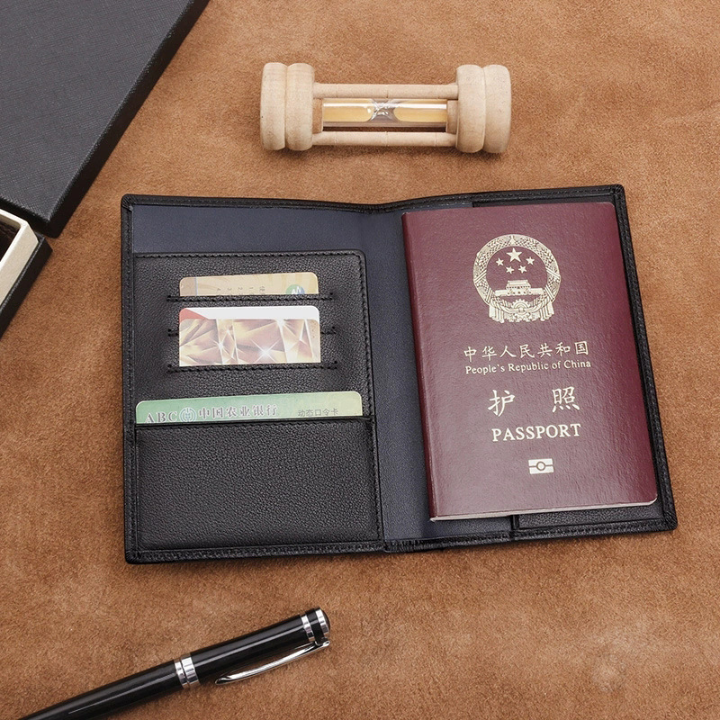 Genuine leather passport holder/business card holder, custom-made Nappa top-grain cowhide, anti-magnetic passport holder, RFID.