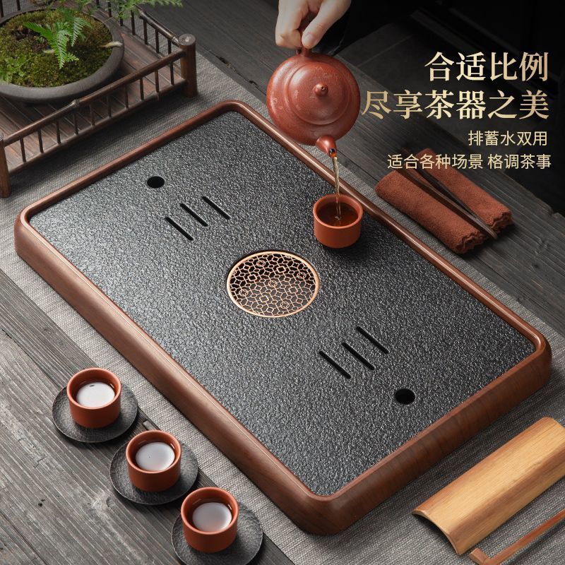 2025 nuevo estilo imitación Wujinishi bandeja de té mesa de té juego de té pequeño bandeja de drenaje mesa de burbujas secas bandeja de té para el hogar