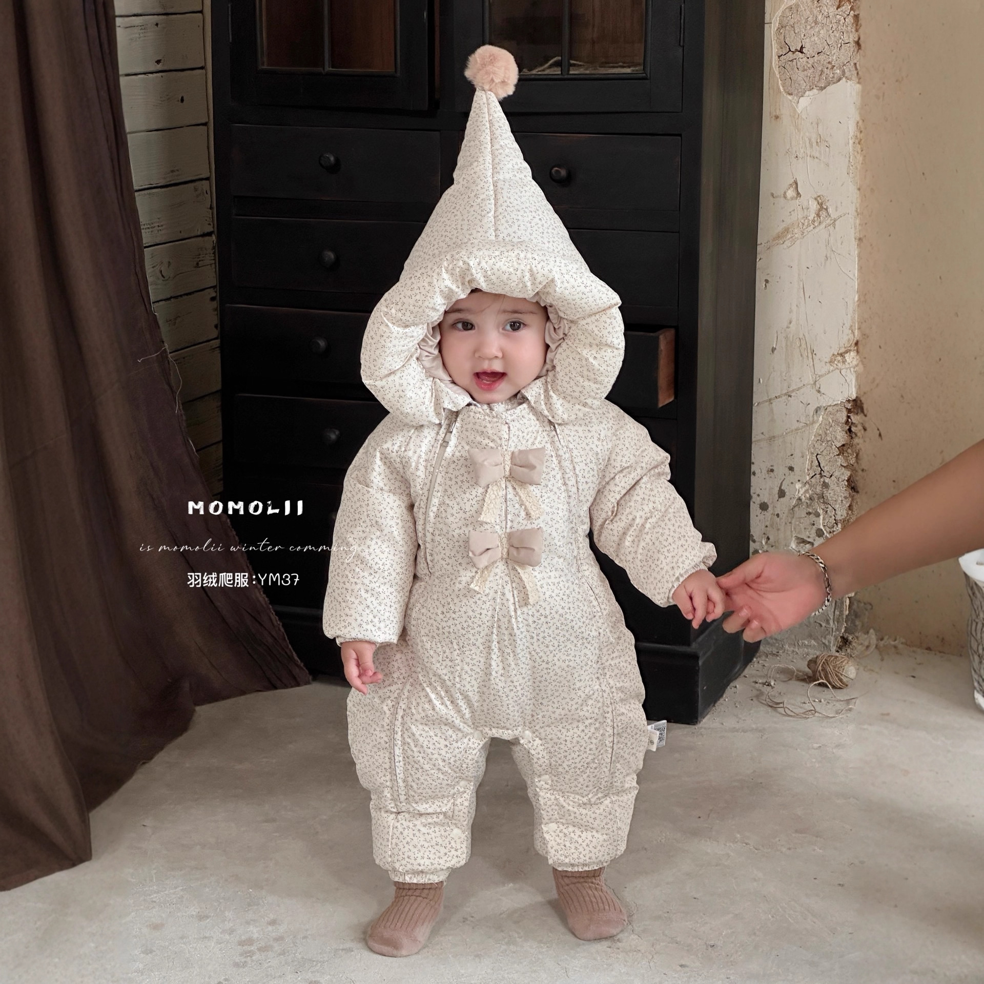 Momo Li 2025 New Winter Baby down Jacket Jumpsuit Super Cute Princess Robe for Baby Girls to Go Out