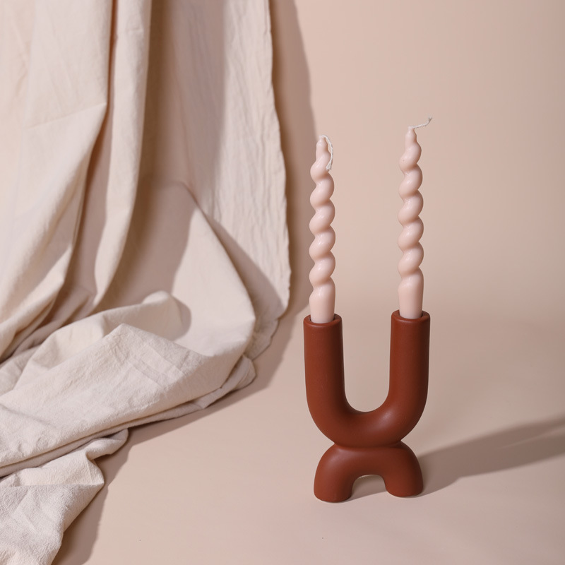 INS nórdico simple cerámica moderna candelabro decoración mesa de comedor decoración fotografía apoyos vela artesanía