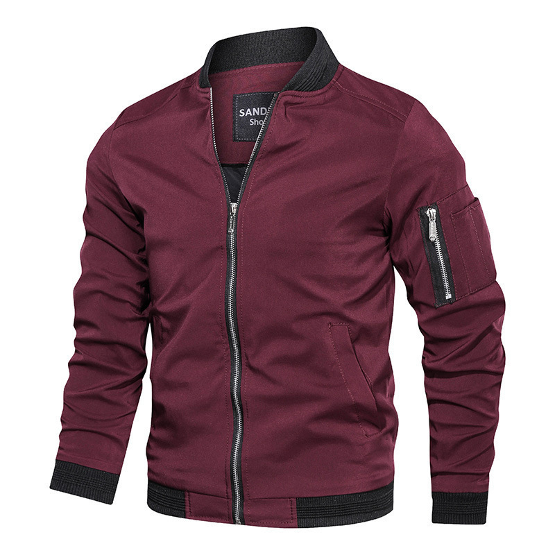 Factory Direct spring and autumn thin men's baseball collar solid color slim jacket plus size casual Air Force One jacket