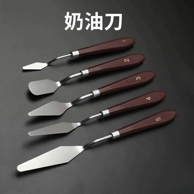 Лопаточка для масла из нержавеющей стали, набор из 5 предметов, лопаточка для выпечки торта, инструмент для разглаживания и окрашивания, лопаточка для масляной краски