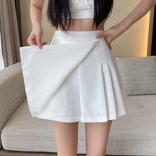 白色西装半身裙女夏季2024新款高腰百搭显瘦不规则a字百褶短裙裤