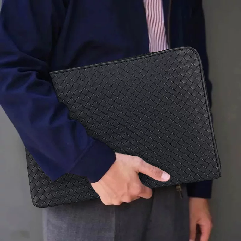 Новый мужской клатч Prius, кожаный тканый мужской большой размер папка для iPad, сумка для файлов A4