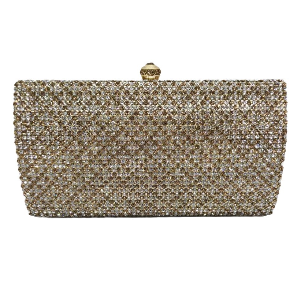 Túi clutch nữ đính kim cương hộp vuông nhỏ kẻ sọc cầm tay dự tiệc — Bạch kim, Cá tính đặt làm