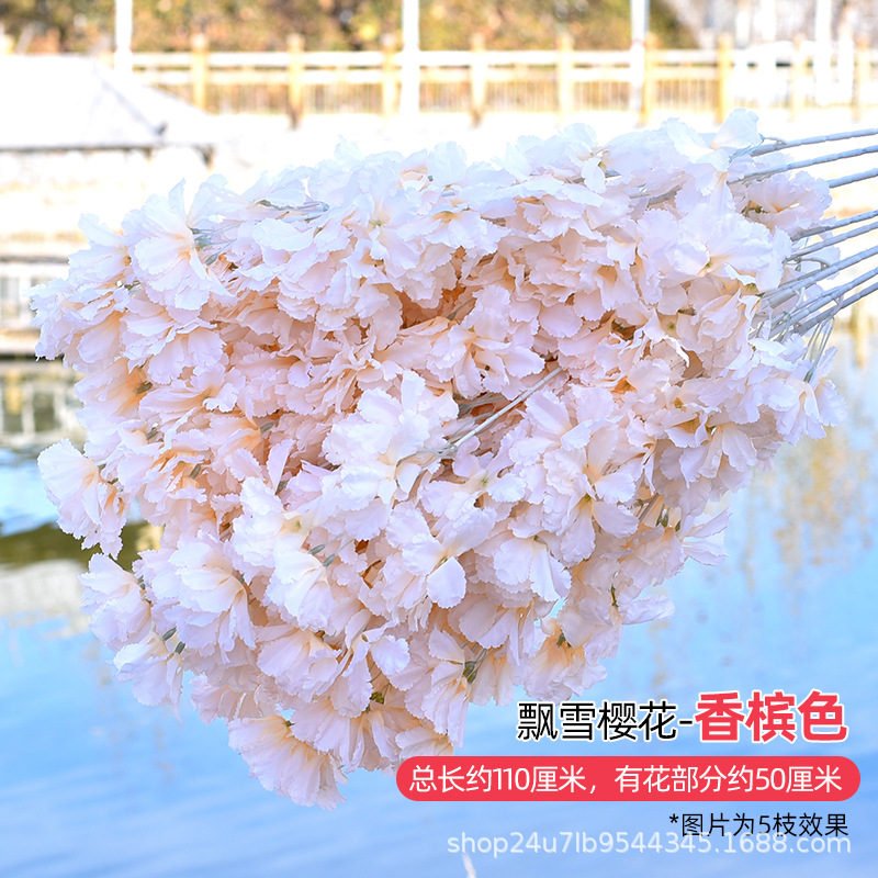 Simulación de flores de cereza flores de melocotón flores de pera flores de ciruela flores de bodas flores falsas vid decoración jardín balcón red de manglares paisaje de pared