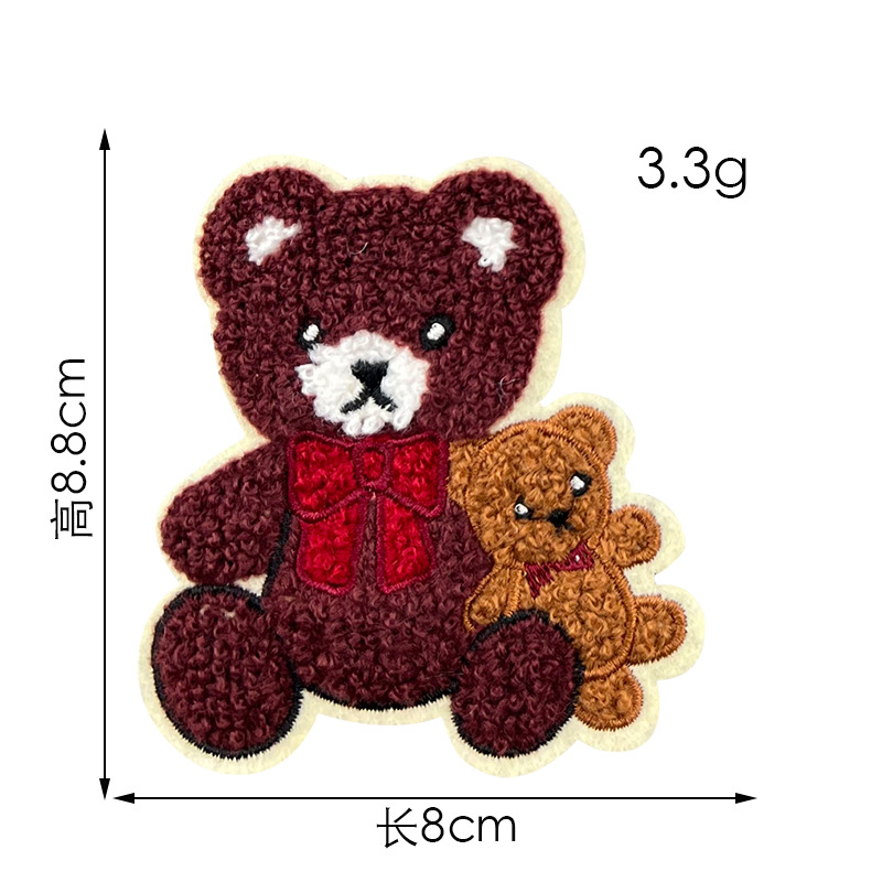 Toalla de oso de dibujos animados pegatinas de tela bordadas spot accesorios de ropa al por mayor ropa de oso abrigo parche de agujero