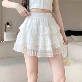 芭蕾风白色蛋糕裙裤蕾丝安全短裙2026新款a字半身裙打底短裤防走
