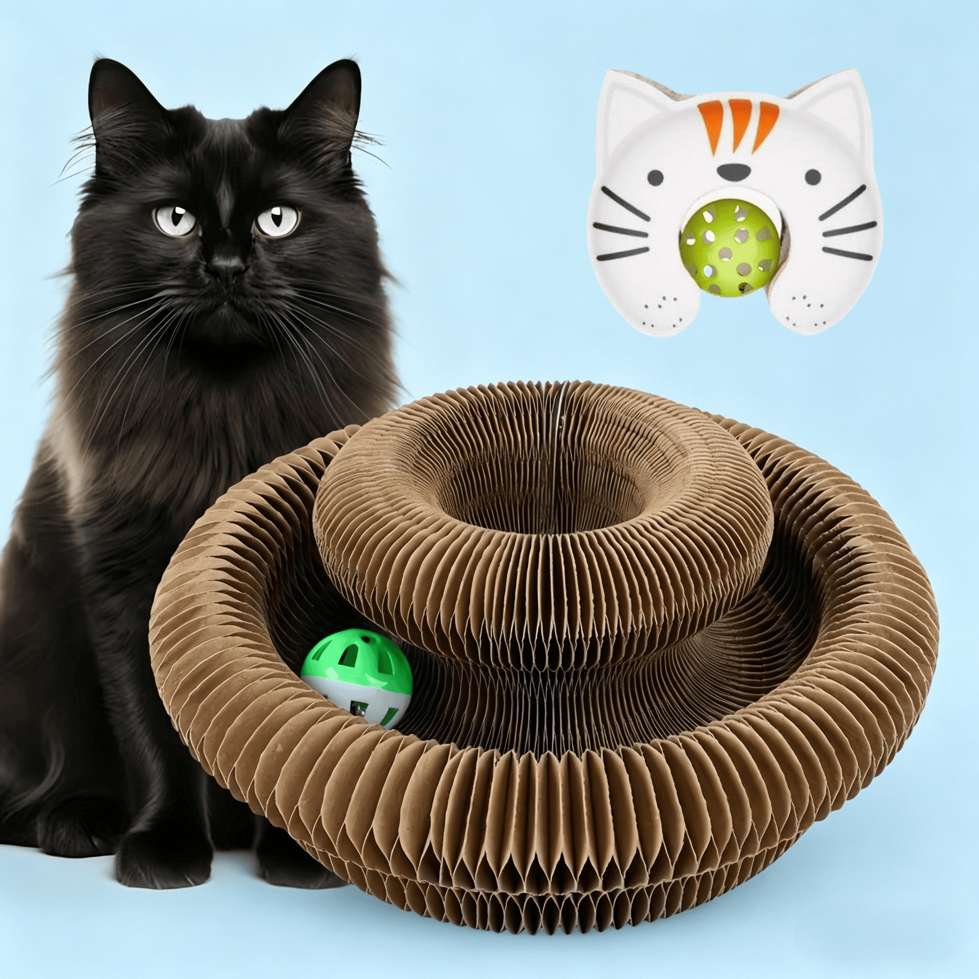 Órgano mágico para gatos agarrar tablero juguete para gatos auto-hi alivio de aburrimiento con campana papel corrugado resistente al agarramiento plegable juguete para gatos