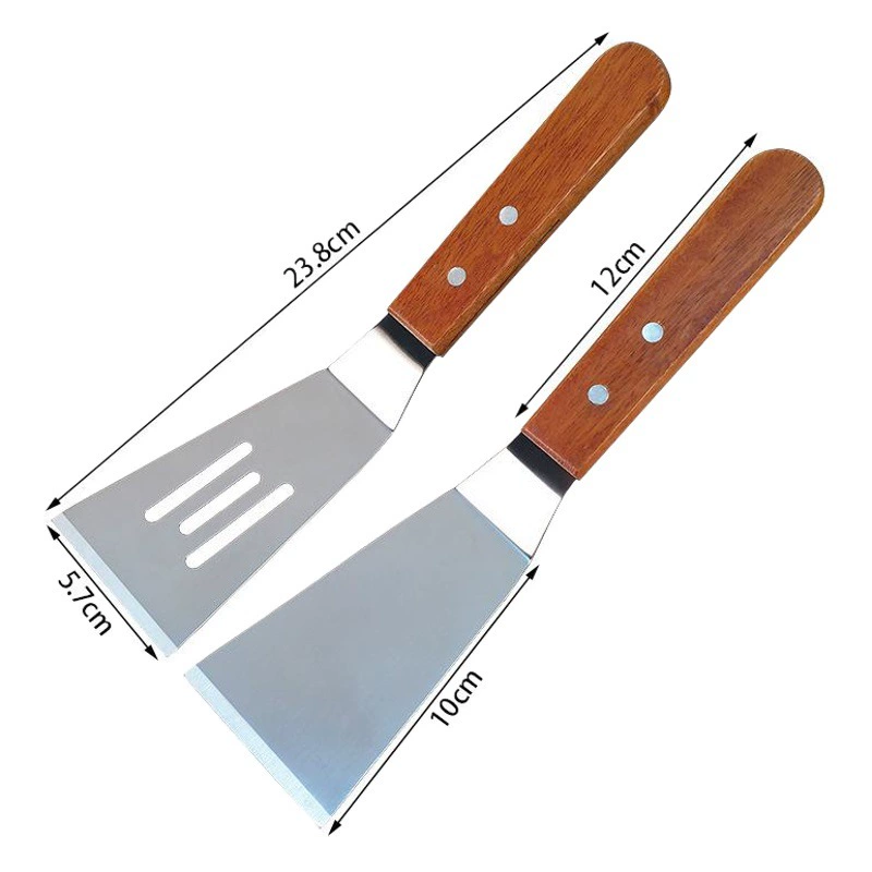 Маленькая лопаточка из нержавеющей стали с деревянной ручкой, лопаточка для стейка, посуда для выпечки, жареная рыба, лопаточка для барбекю, лопаточка для пиццы