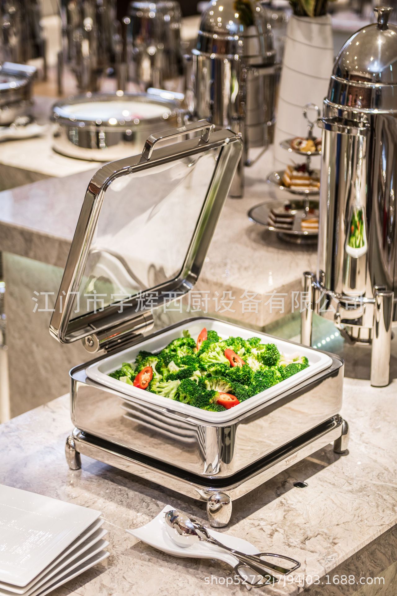 YUFEH 长方型液压玻璃盖高级餐炉