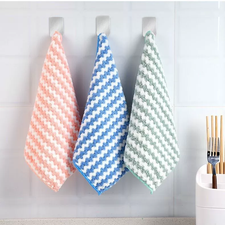 Microfiber kitchen cleaning cloth, polyester+nylon, high absorption, lint‑resistant, 25×25 / 30×40 cm