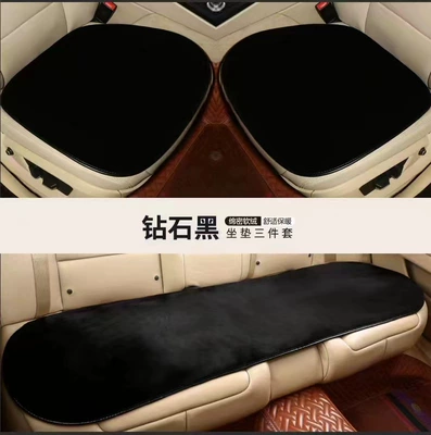 Wool pad cushion plush three-piece winter car - faux-mink-velvet-three-piece-set-diamond-black