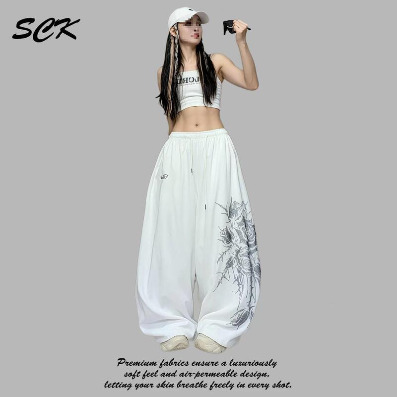 2026 Spring and Autumn New Trendy Rose Thorns Rhinestone Wide-Leg Jazz Street Dance Casual Loose Versatile Women's Pants 2026 Spring and Autumn New Trendy Rose Thorns Rhinestone Wide-Leg Jazz Street Dance Casual Loose Versatile Women's Pants