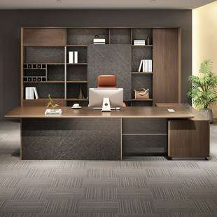 Modern High-End Office Desk Boss Desk Light Luxury and Elegant President Chairman Office Furniture Complete Set of Tables and Chairs
