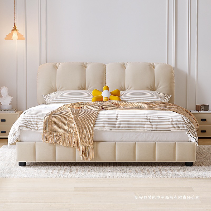 欧式床新款奶油风云朵布艺床.米双人床现代简约主卧实木大婚床
