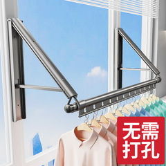 見えない折りたたみハンガー家庭用ベランダの窓には防風伸縮式物干し棒があります。