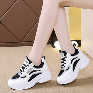Women's Trendy Foreign Trade Cross-Border Dad Shoes with Thick Soles for Height Increase, Versatile Autumn Casual Sports White Running Shoes