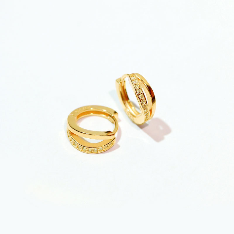 Estilo coreano S925 aguja de plata personalizada pendientes simples de las mujeres de moda retro micro incrustaciones de circón brillante pendientes de hebilla de oreja pendientes de moda