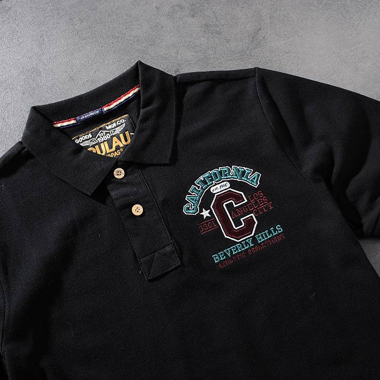 Spring and summer new American simple original letter embroidery men's collar short-sleeved POLO shirt half-sleeve PK505 8