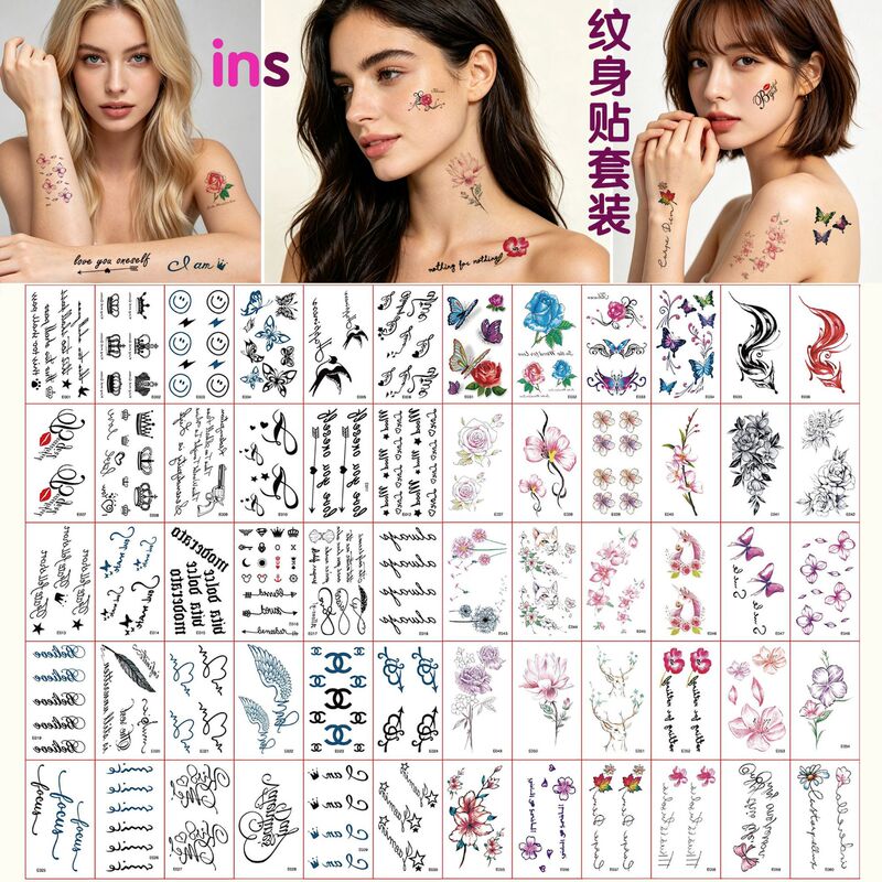 New Trendy and Stylish Temporary Tattoo Stickers for Men and Women, Disposable Realistic Tattoo Waterproof Stickers in Stock