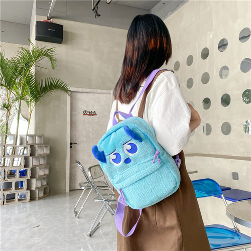 Japanese ins furry girl heart large capacity backpack  new cartoon cute parent-child travel backpack