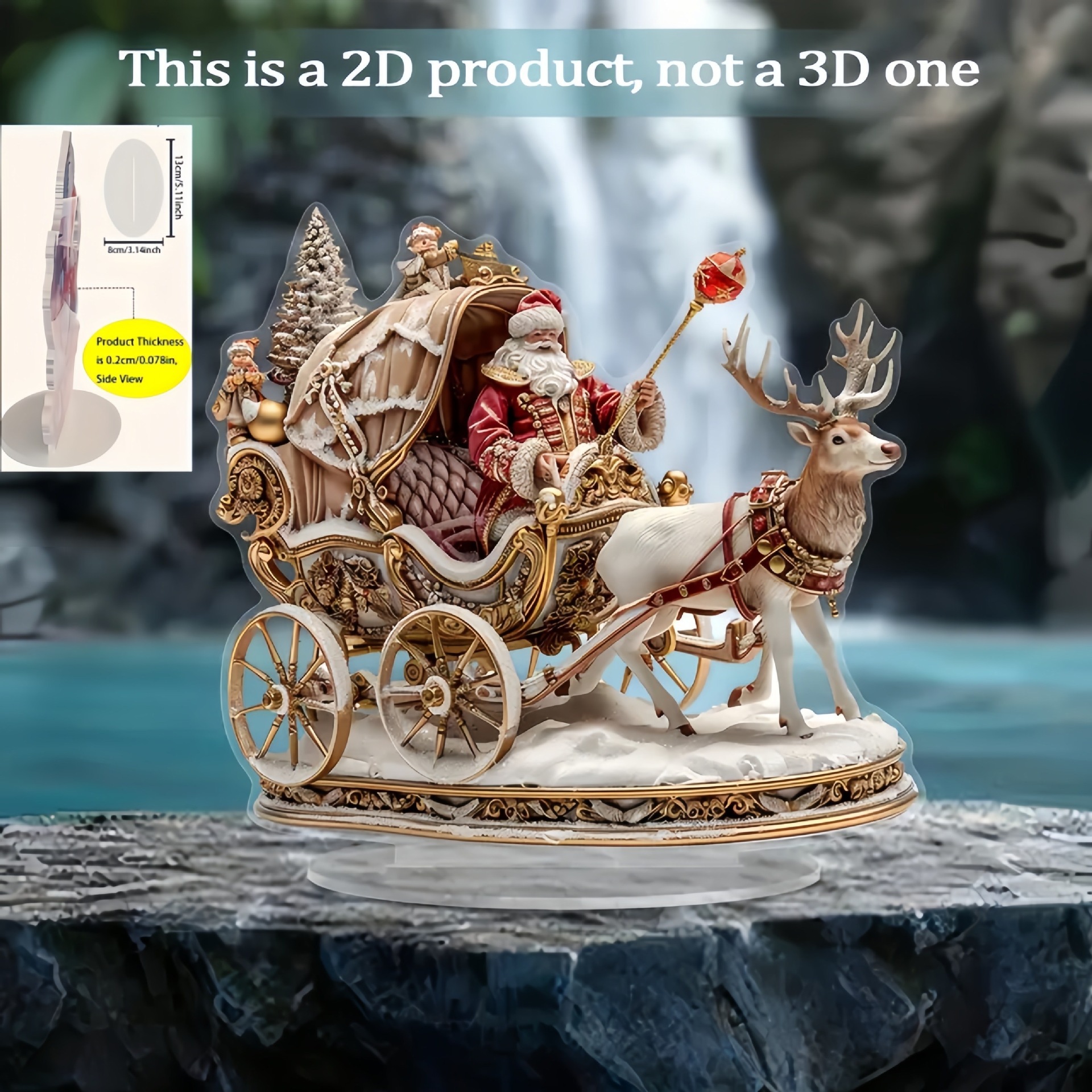 Decoración 2D, no 3D!!! Invierno reno trineo acrílico escritorio colgante oficina en el hogar más