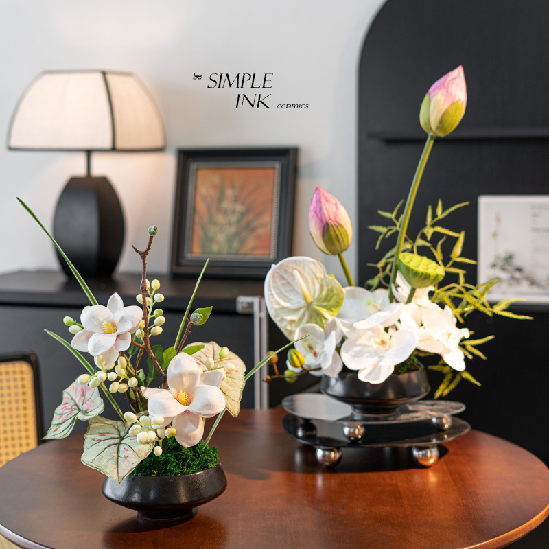 Simulated Magnolia Fake Flowers Silk Flower Decorations Living Room Office Green Plant Potted Table Flower Decorations Dining Table Home Decoration Flowers