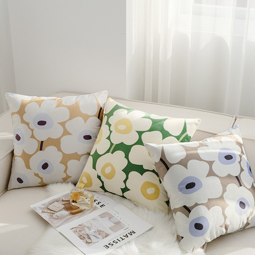 北欧ins芬兰风格罂粟花抱枕套 方形靠枕客厅沙发腰枕靠背垫批发