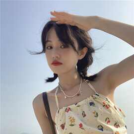 绑带少女蝴蝶结吊带辣妹出游记性感小花朵挂脖打结系带跨境批发夏