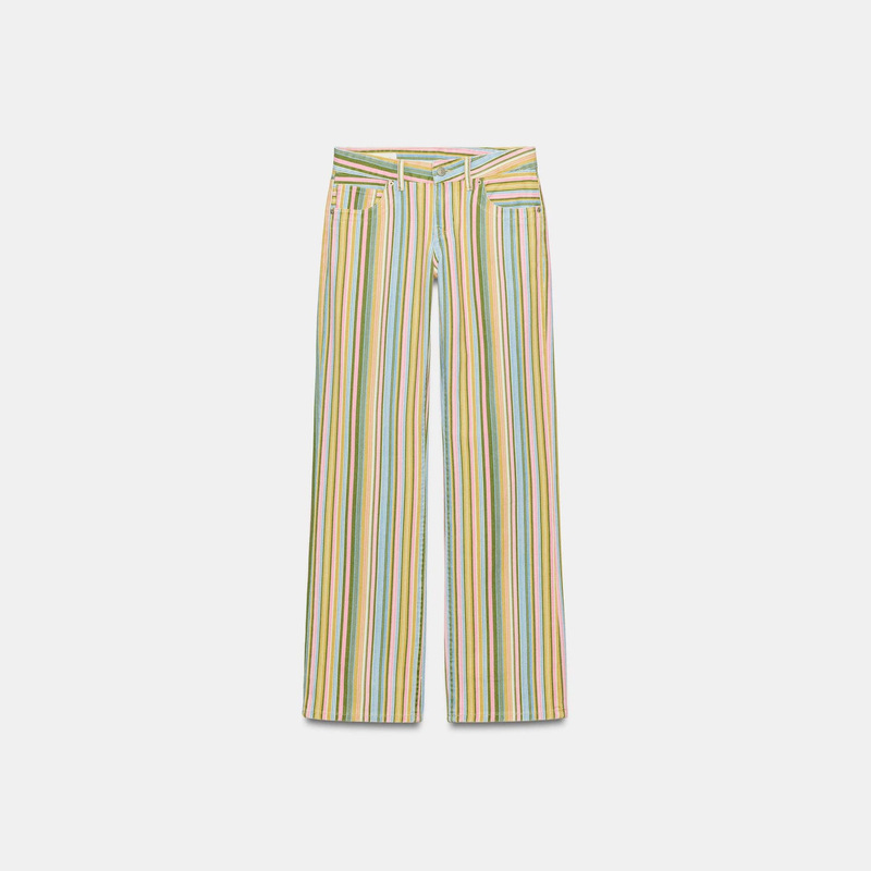 ZA European and American RA cross-border foreign trade wholesale colorful striped women's low-waist straight-leg jeans long pants for women