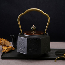 新款梅兰竹菊铸铁壶八角无涂层功夫茶壶烧水沏茶铸铁壶古玩收藏