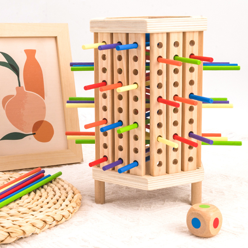 Montessori material didáctico, tubo de clasificación de colores, forma de niños, combinación cognitiva, madera maciza, juguetes de madera educativos para la iluminación de 3-6 años