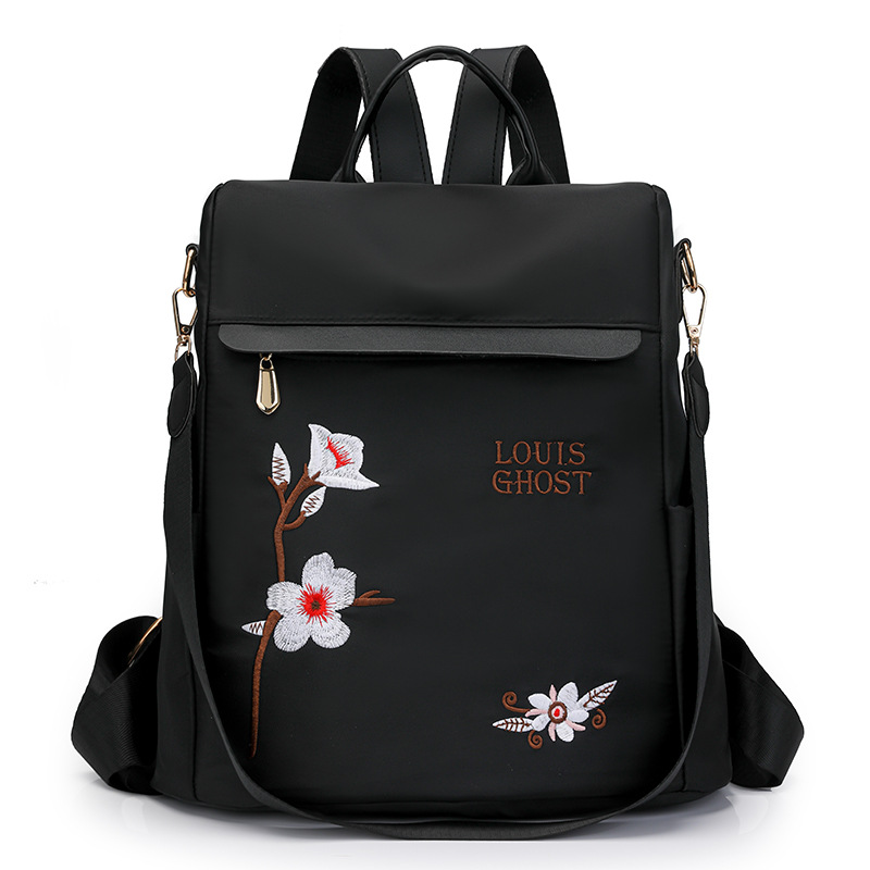 Comercio exterior al por mayor 2024 nueva moda bordada señoras mochila antirrobo al aire libre estilo occidental viaje mochila de viaje marea
