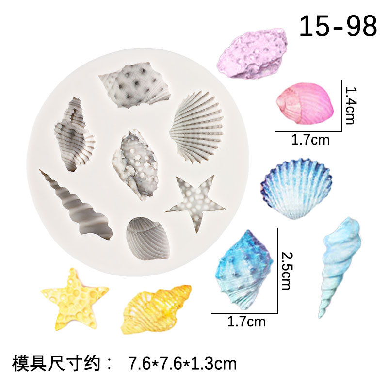 Estrella de mar Concha fondant molde de silicona DIY océano tema pastel decoración hecha a mano molde fondant de chocolate