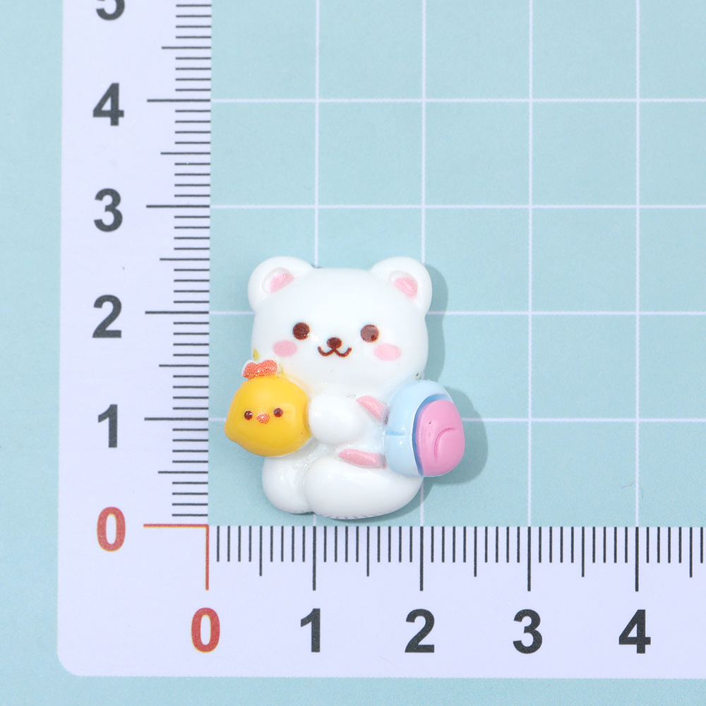 Guitarra de dibujos animados Pequeño Oso Blanco DIY accesorios de resina crema pegamento horquilla accesorios para el cabello teléfono móvil Shell taza pegatinas materiales hechos a mano, etc.