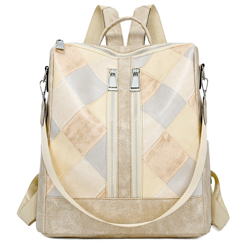 Mochila de cuero suave para mujer de moda europea y americana al por mayor transfronteriza 2024 mochila impermeable multifuncional para viajes al aire libre