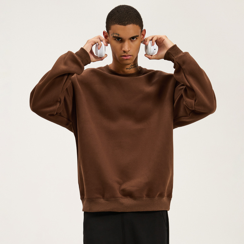 Winter New Pullover Sweater 420g Composite Imitation Cotton Crew Neck Sweater, Couple Casual Versatile Sweater_voghion.com