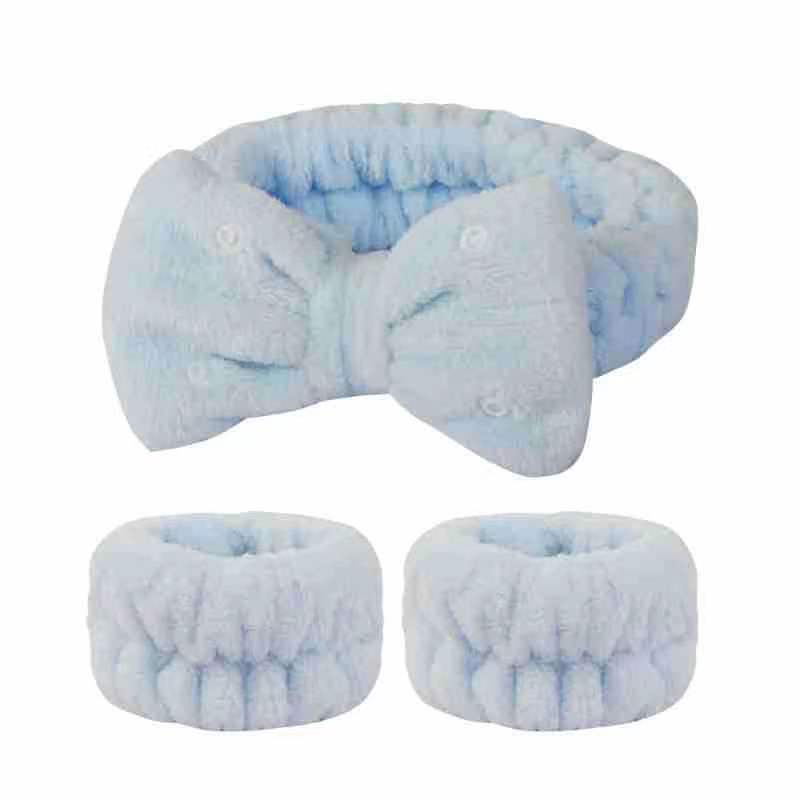 Nueva banda de pelo de estilo coreano para niñas lavado facial removedor de maquillaje multifuncional botón a presión pajarita pelo Color sólido