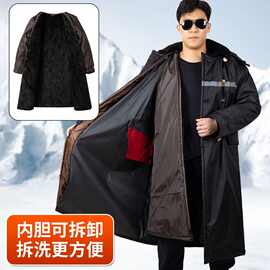 冬季军绿棉大衣男女加厚加绒过膝劳保棉袄保安冷库防寒服东北棉袄