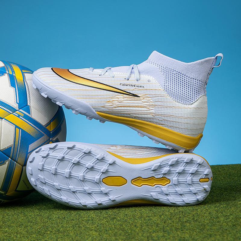 Zapatillas de Fútbol de Caña Alta para Niños de Cuero Artificial y TPR para Césped Artificial image 2