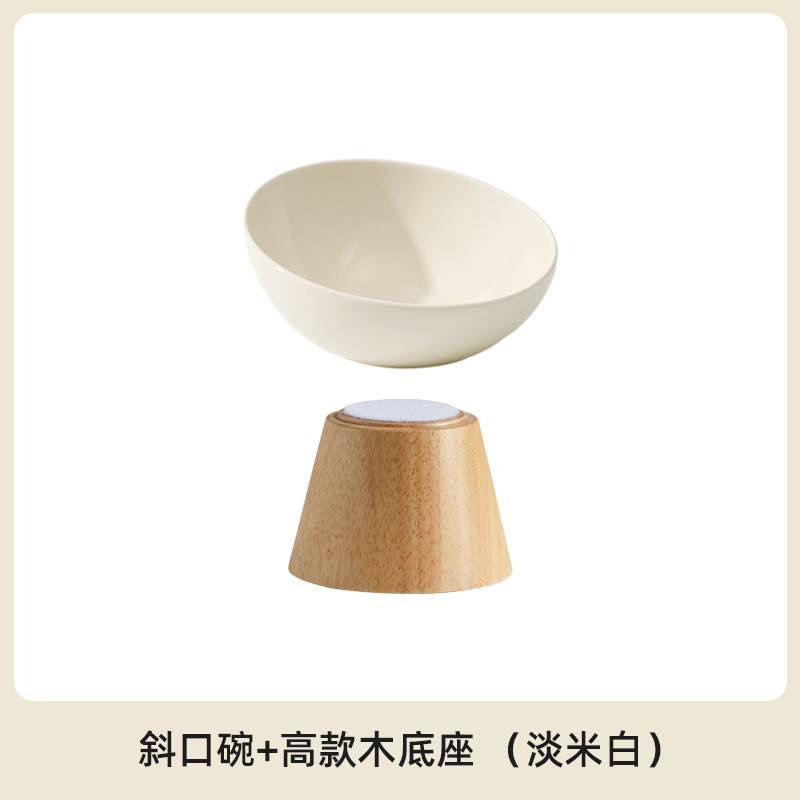 Cuenco biselado de cerámica suministros para mascotas cuenco de gato y perro cuenco de comida tazón de bebida antidetonante protección de cuello de pie alto y corto