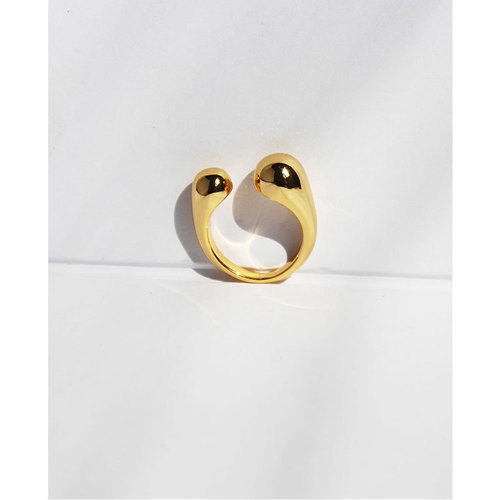 Brass electroplated 18K gold open adjustable ring European and American fashion cold style simple stacked joint ring trend 174