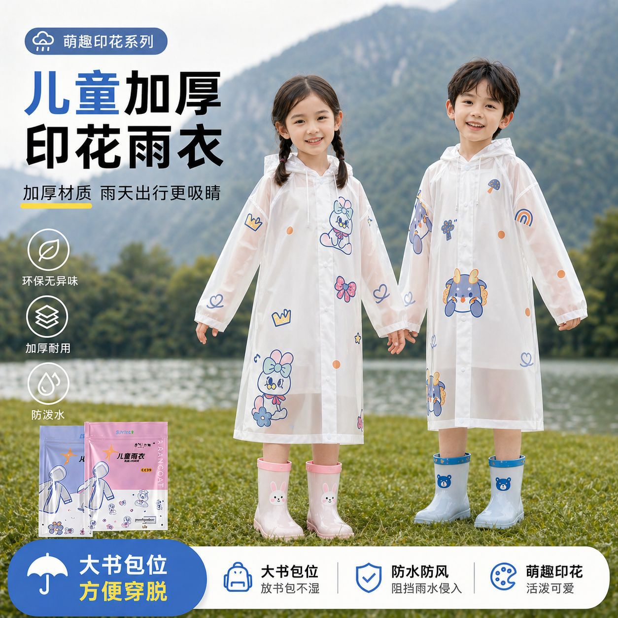 Children's travel handheld raincoat