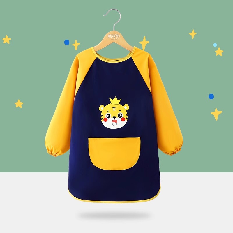 子供用エプロン絵画服幼稚園スタジオアートベルクロ長袖防水防汚よだれかけスモック逆着用|undefined